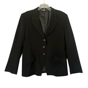 NORMA KAMALI Women's Blazer Jacket 3 Button Black Size 18 FLAW
